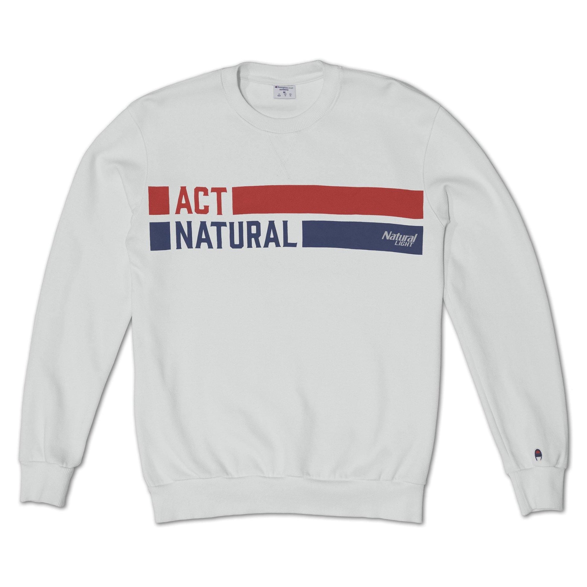 white champion natural light act natural sweatshirt