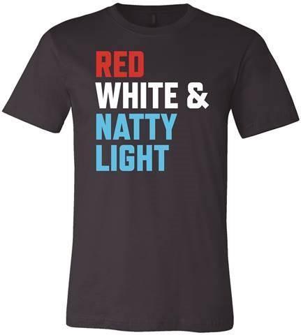 Natural Light Red, White and Natty Light T-Shirt - Front View