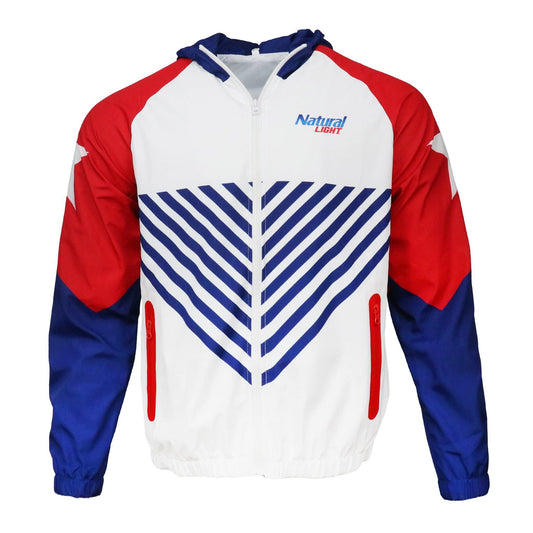 natural light red white and blue windbreaker