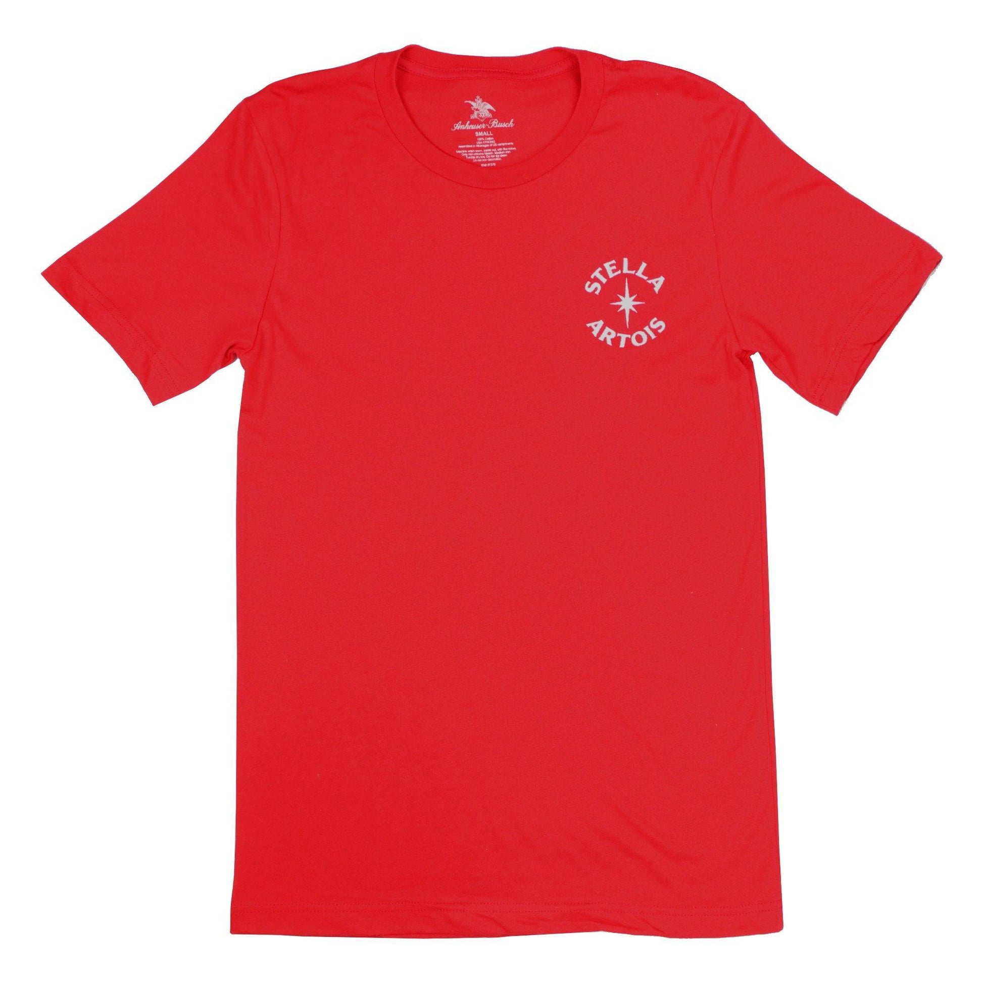 red stella artois circle logo left chest t shirt