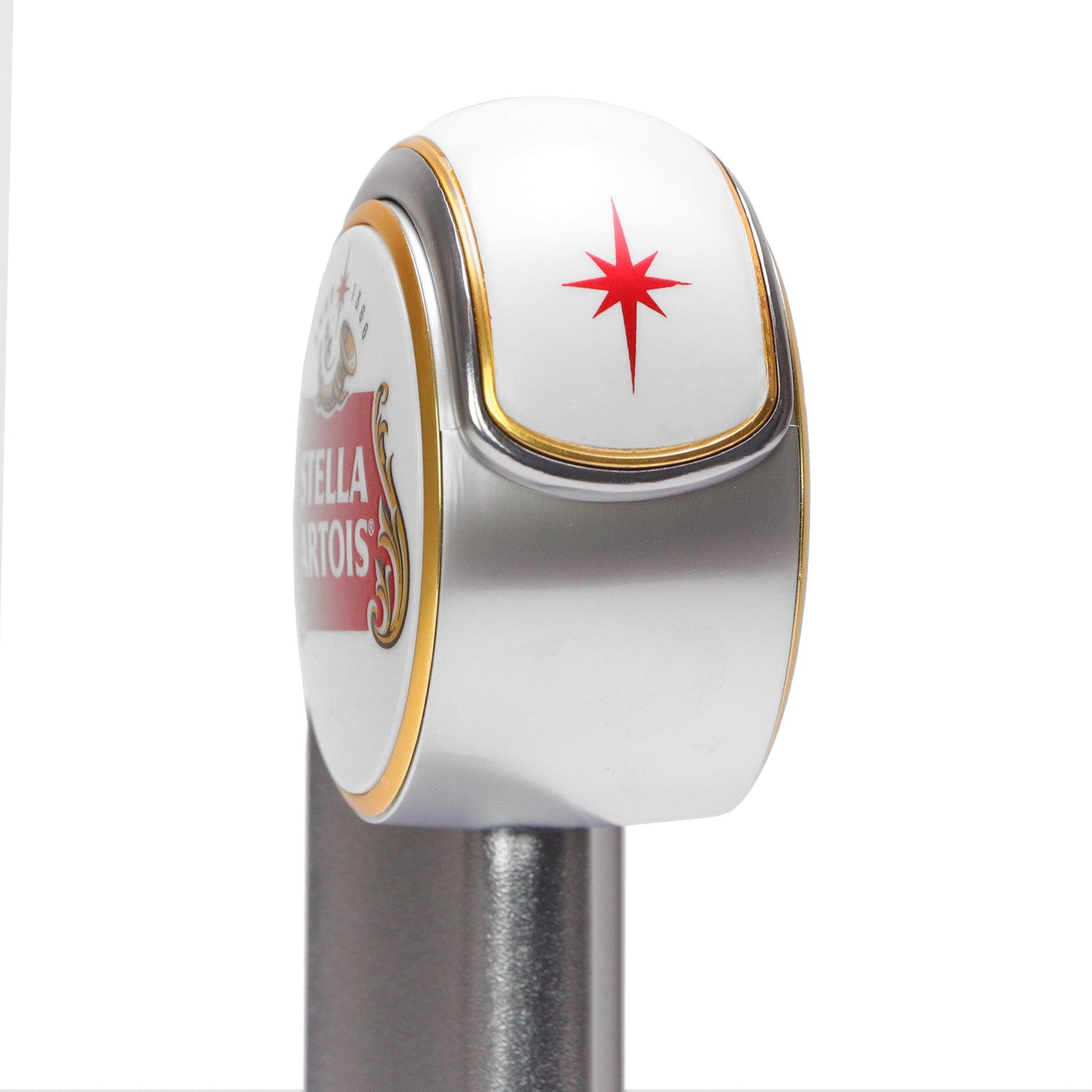Side view of top of Stella Artois Tap handle