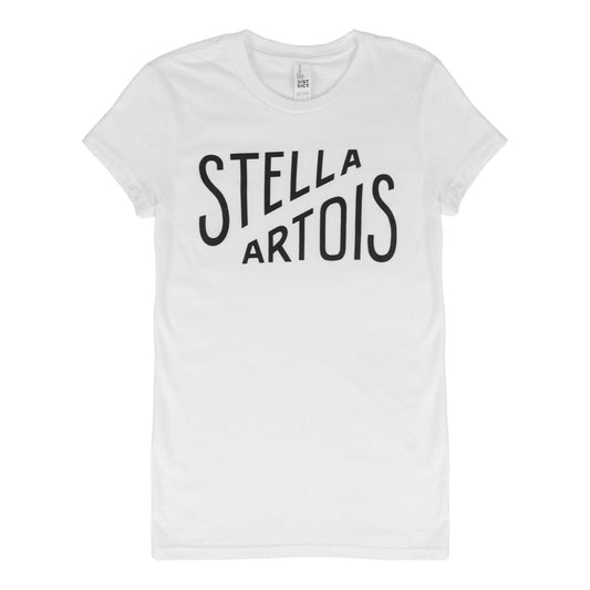 whtie womens stella artois t shirt