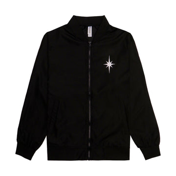 Stella Artois Black Zip Up Bomber jacket with star on front left chest of jacket.