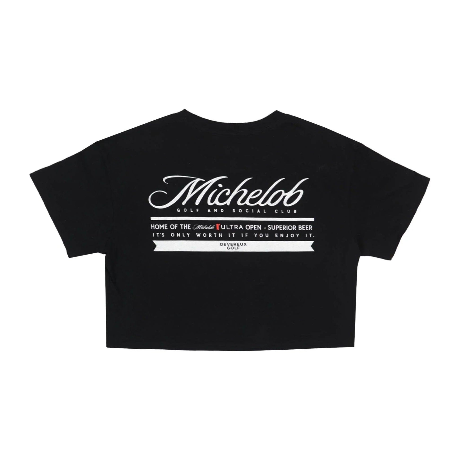 Back of shirt with full back logo Michelob Golf and Social club