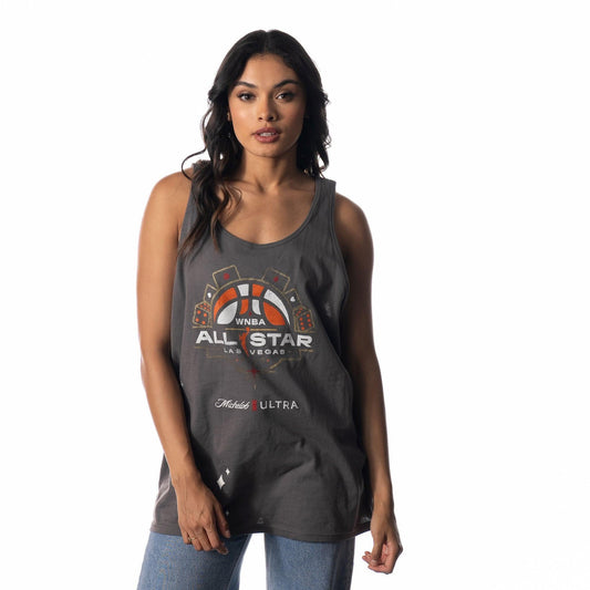 Female model wearing ULTRA All-Star tank (front view)