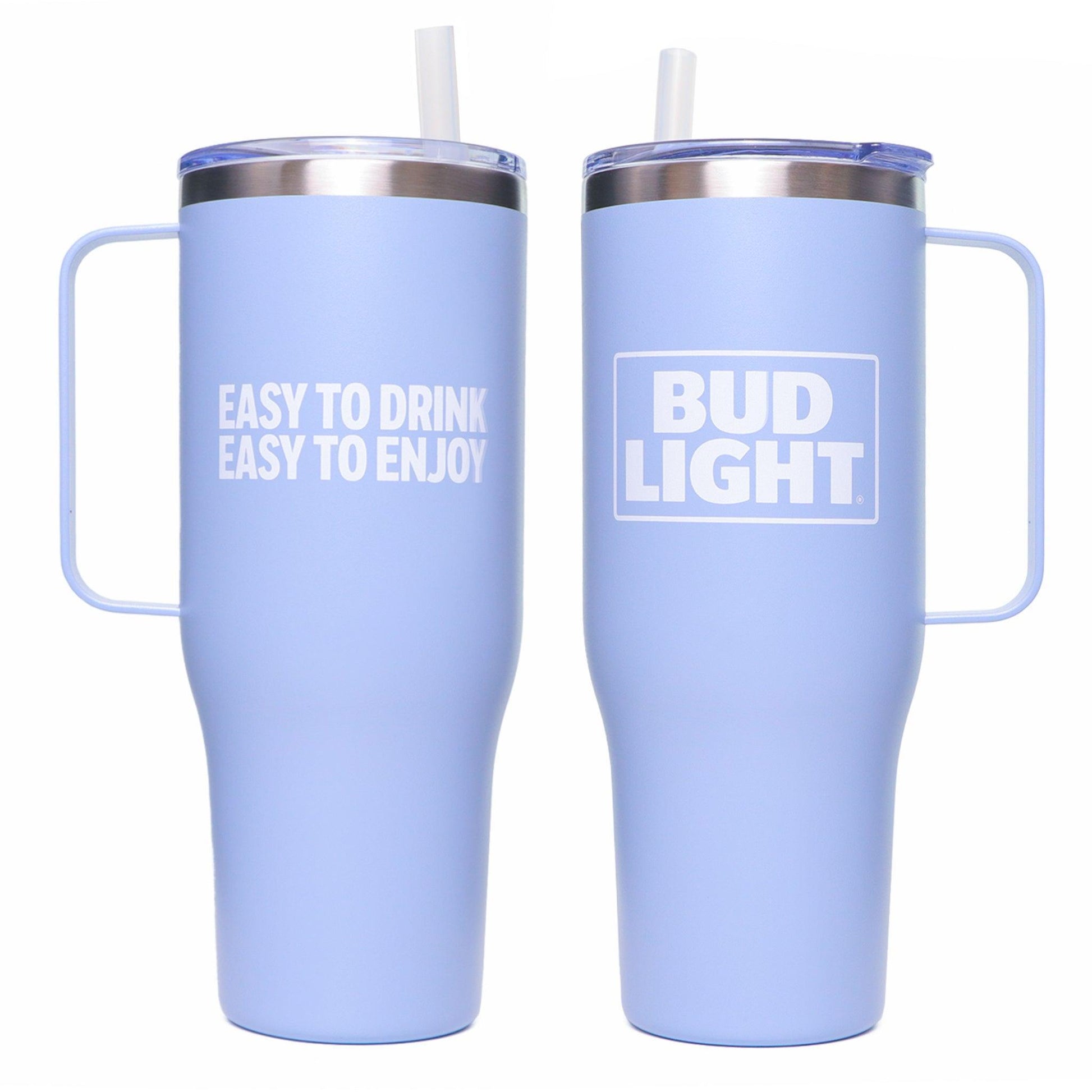 right image screenprinted easy to drink easy to enjoy left image Bud light stacked logo 