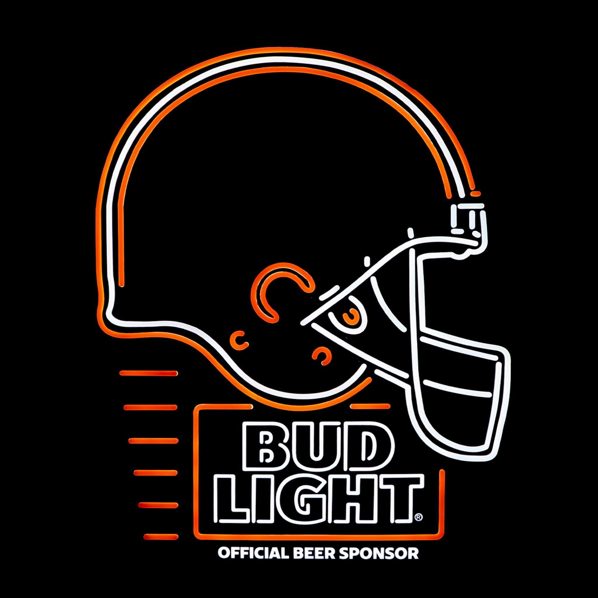 Bud Light Cleveland Browns NFL LED Neon Sign - Dark Lit