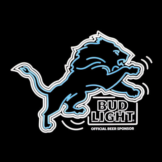 Detroit Lions Bud Light NFL LED Neon Sign - Black Lit