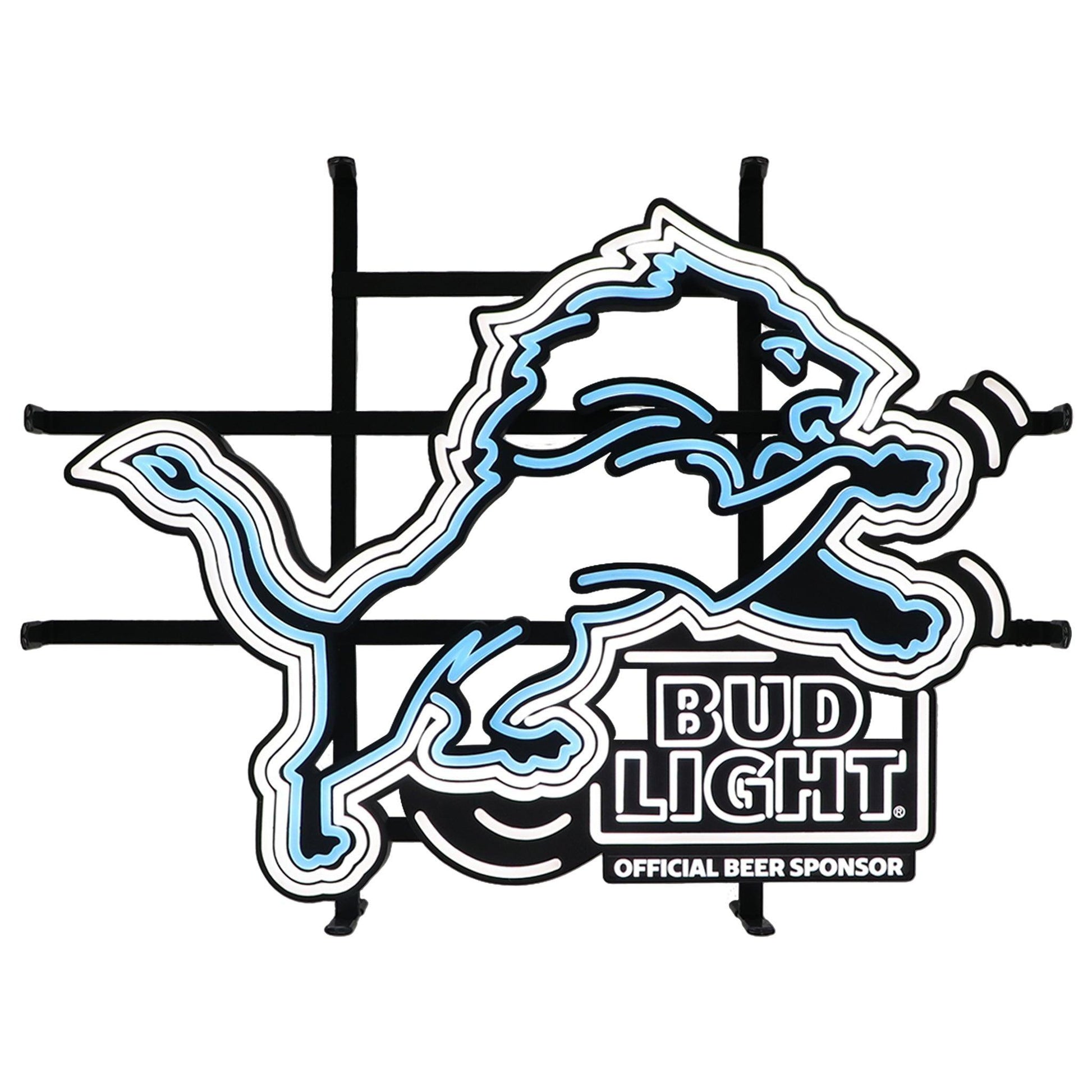 Detroit Lions Bud Light NFL LED Neon Sign - White Lit