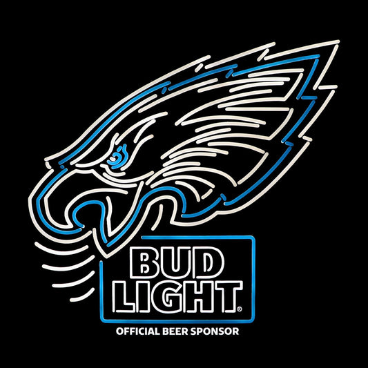 Bud Light Philadelphia Eagles NFL LED Sign - Dark Lit