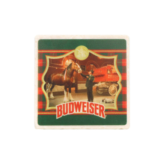 budweiser clydesdale holiday stone coaster