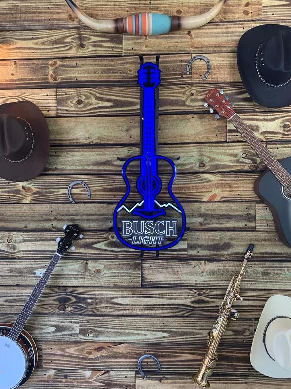 Busch Light Country Guitar LED Sign on Wall