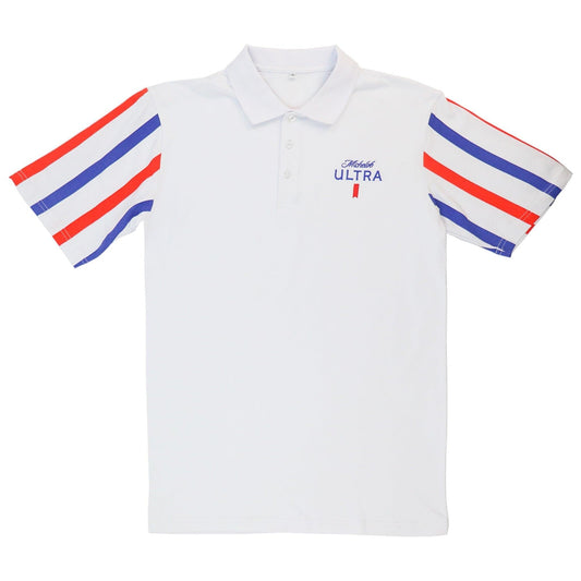 white michelob ultra 1980 polo shirt