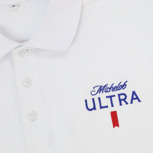 white michelob ultra 1980 polo shirt